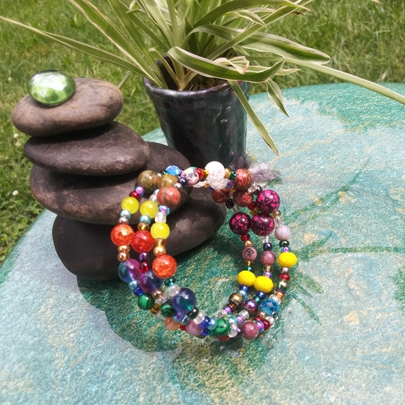 AGATE HOWLITE Crystals Gemstone Bracelet Handmade Beaded Festival Gift Beads - Picture 14 of 17